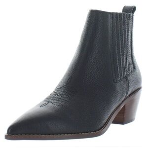 Coach Melody Black Textured Leather Western Style Ankle Booties